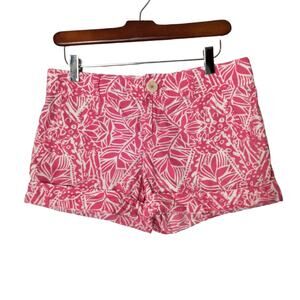 Lilly Pulitzer Womens Sz 2 Bright Pink Botanical Tropical Shorts Resort Vacation